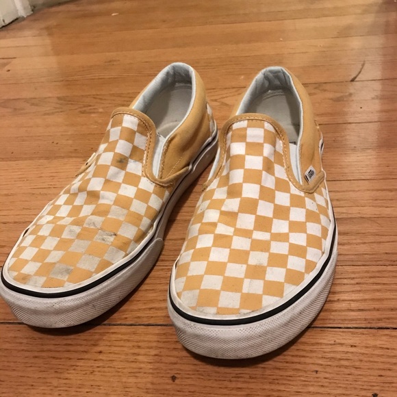 yellow checkered vans mens